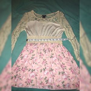 Rue 21 Long Sleeve Lace and Pink Floral Dress